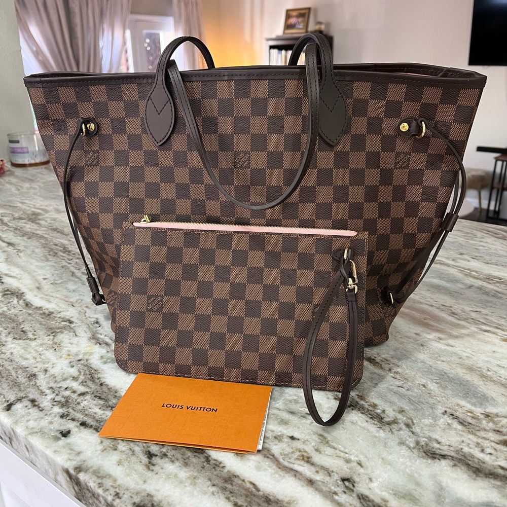 Louis Vuitton Damien Ebene Neverfull MM Rose Ballerine